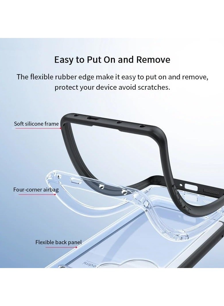 عام العلبة المغناطيسية المتوافقة مع حالة Xiaomi Redmi Note 13 Pro Plus، حالة الوقوف بحلقة مغناطيسية، وسادة هوائية، شفافة غير صفراء، غطاء خلفي من البولي كربونات والبولي يوريثين للحماية من السقوط. - Image 5