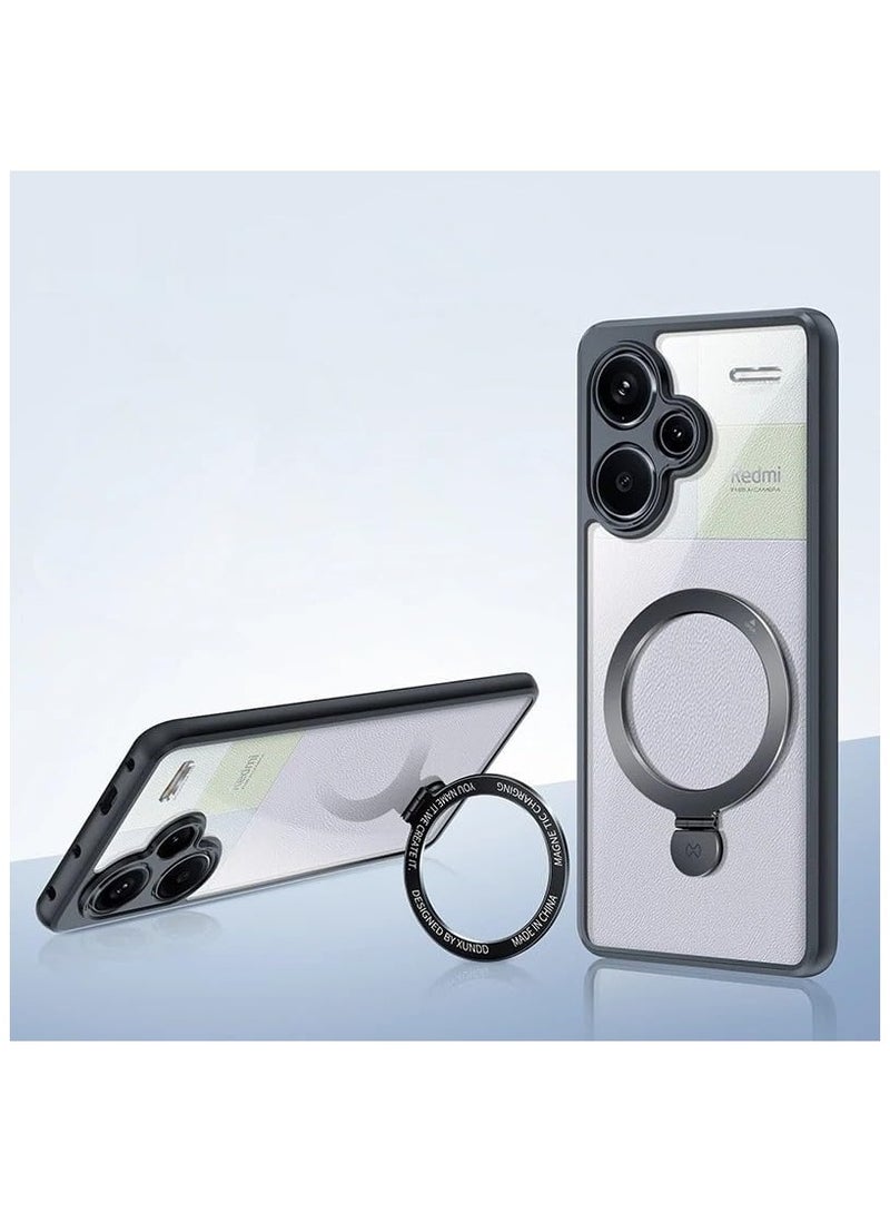 عام العلبة المغناطيسية المتوافقة مع حالة Xiaomi Redmi Note 13 Pro Plus، حالة الوقوف بحلقة مغناطيسية، وسادة هوائية، شفافة غير صفراء، غطاء خلفي من البولي كربونات والبولي يوريثين للحماية من السقوط. - Image 1