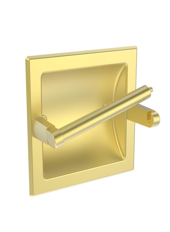 WZRUA Brushed Gold Recessed Toilet Paper Holder,Pivoting Toilet Tissue Holder,Made of SUS304 Stainless Steel, in Wall Toilet Paper Holder with Bracket - Image 1