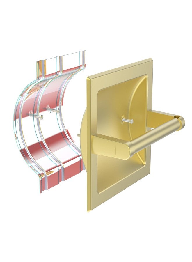WZRUA Brushed Gold Recessed Toilet Paper Holder,Pivoting Toilet Tissue Holder,Made of SUS304 Stainless Steel, in Wall Toilet Paper Holder with Bracket - Image 5
