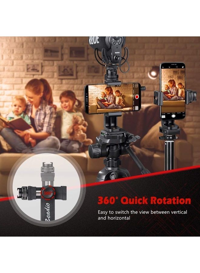 Zeadio Tripod Smartphone Mount, Cell Phone Holder Adapter Clamp with Cold-Shoe Mount, Selfie Stick and Monopod Adjustable Clamp, Fits for All iPhone and Android Smartphones - Image 3