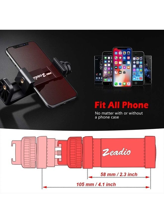 Zeadio Tripod Smartphone Mount, Cell Phone Holder Adapter Clamp with Cold-Shoe Mount, Selfie Stick and Monopod Adjustable Clamp, Fits for All iPhone and Android Smartphones - Image 4