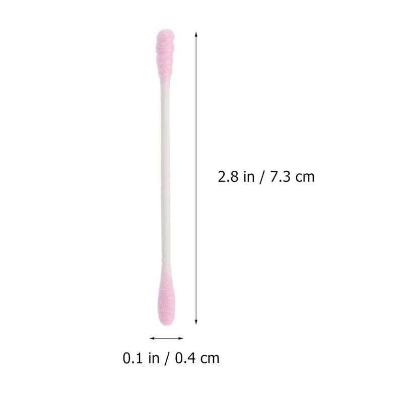 مسحات قطنية مزدوجة الأطراف للتجميل 400 قطعة بأطراف مدببة ومستديرة لمكياج تمديد الرموش أزرق ووردي - Image 3