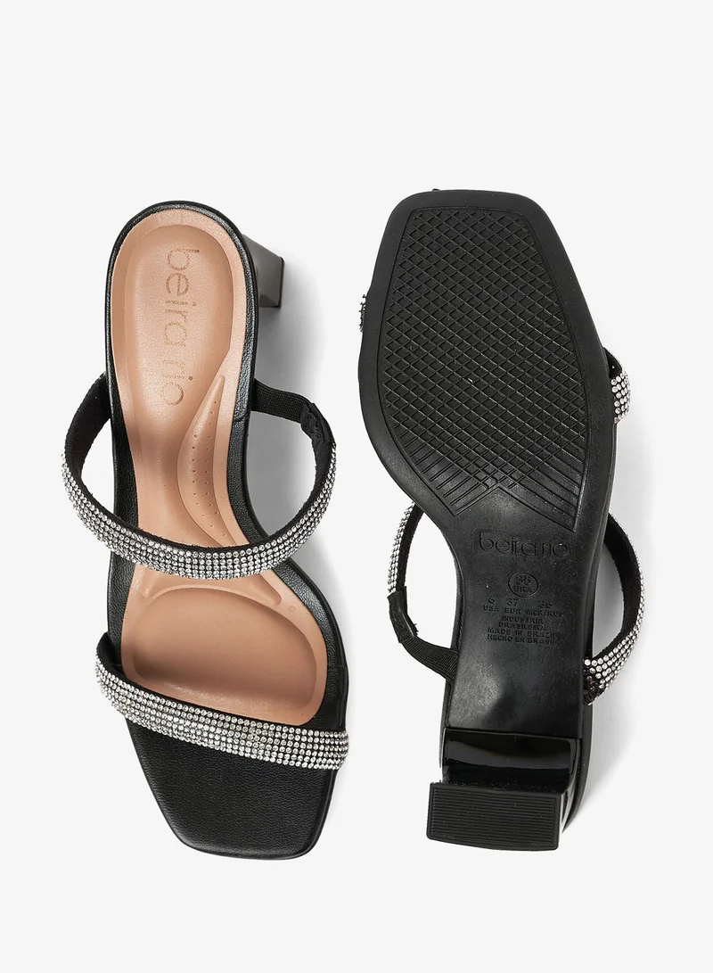 Beira Rio Crystal/Black Mid Heels Sandals for Women – Sling Back Heel Sandals for Girls with Ankle Strap for Women | Best Price UAE