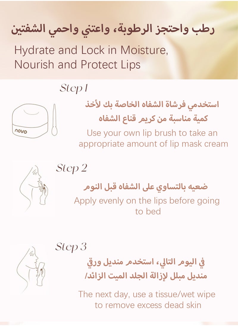 Novo - Day and Night Lip Mask, Moisturizing Hydrating Ultra-Nourishing Exfoliating Lip Care, Infused with Castor Seed Oil, Reduces Fine Lines, Restore and Plump Cracked Dry Chapped Lips 5.4G - Image 1