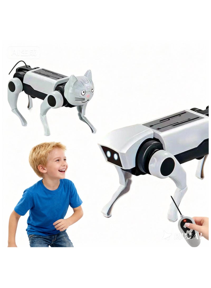 Robot Dog,Children's Remote Control Mechanical Dog and Cat DIY Assembly Kit Walking Mechanical Dog Pet Toy - Image 1