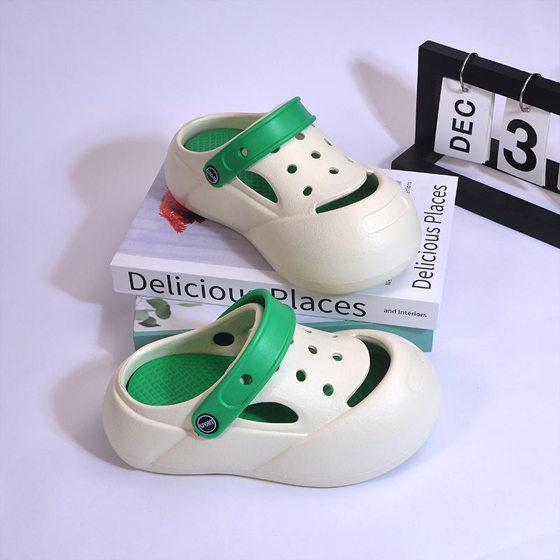 Children'S Hole Shoes Men'S Non-Slip Soft Sole Children'S Slippers Outwear Toe Thick Sole Beach Sandals For Girls - Image 4