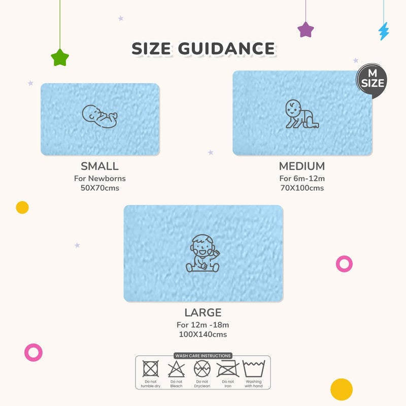 R for Rabbit Waterproof Quick Dry Sheet Bliss for Baby | Anti-Piling Fleece Breatheable Fabric Extra Absorbent Instant Dry Baby Bed/Cot Protector Mat (Size-M,Blue) - Image 3