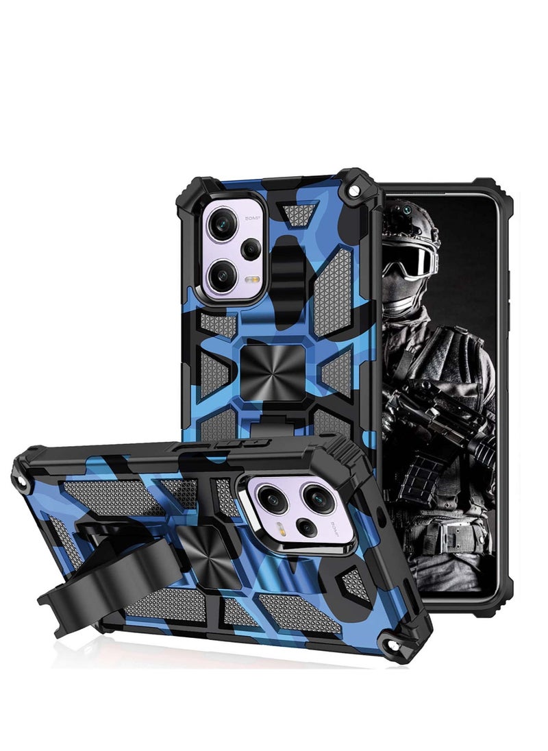 Excefore Camouflage Case for Xiaomi Redmi Note 12 Pro 5G, Military Grade Heavy Duty Armor Cases Shockproof Protection Phone Cover, with Kickstand, for Xiaomi Poco X5 Pro/Redmi Note 12 Pro 5G MC (Blue)  - Image 1