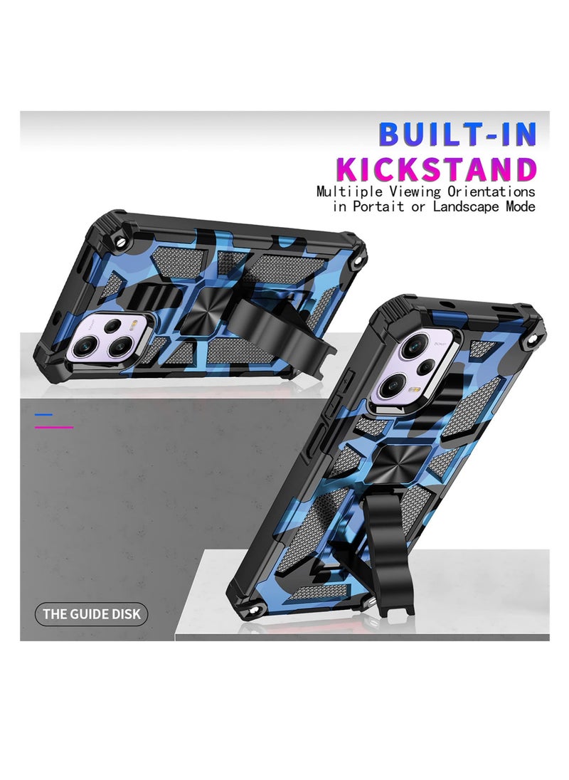 Excefore Camouflage Case for Xiaomi Redmi Note 12 Pro 5G, Military Grade Heavy Duty Armor Cases Shockproof Protection Phone Cover, with Kickstand, for Xiaomi Poco X5 Pro/Redmi Note 12 Pro 5G MC (Blue)  - Image 2