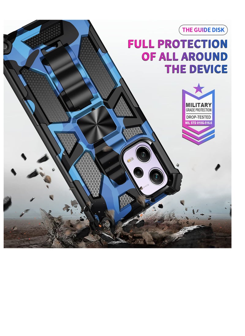 Excefore Camouflage Case for Xiaomi Redmi Note 12 Pro 5G, Military Grade Heavy Duty Armor Cases Shockproof Protection Phone Cover, with Kickstand, for Xiaomi Poco X5 Pro/Redmi Note 12 Pro 5G MC (Blue)  - Image 3