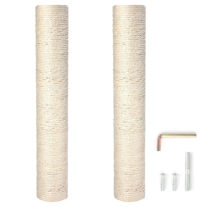 PowerKing Natural Sisal Replacement Scratching Post 157 2 Pieces M8 Cat Scratch Post Refill Pole Parts for Refurbishment Include Screws White