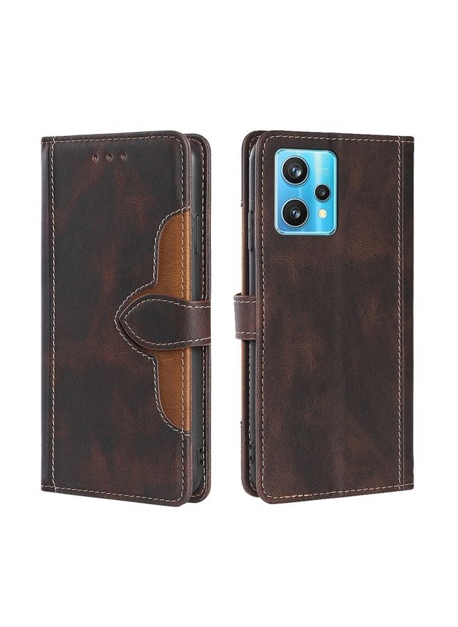 HuHa Case Cover For Realme 9 Pro+ Skin Feel Straw Hat Magnetic Buckle Leather Phone Case Brown 