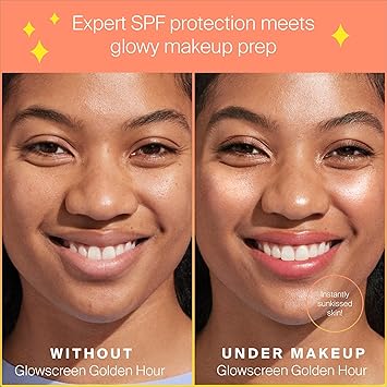 Supergoop سوبرغوب جلو سكرين SPF 30 توهج الساعة الذهبية برونز جلو 17 أونصة سائلة برايمر متلألئ واقي شمس ملون ترطيب حمض الهيالورونيك - Image 4
