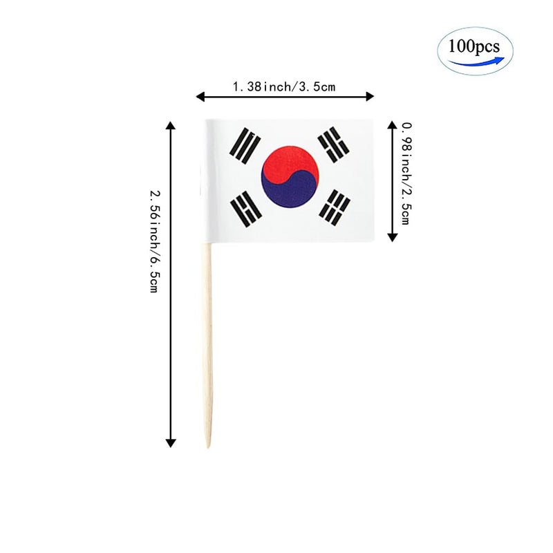 mflagperft South Korea Flag South Korean Flag, Small Mini South Korean Toothpick Flags for Food, Cupcakes, Cocktails, Appetizers, Bar Party Decorations - Image 2