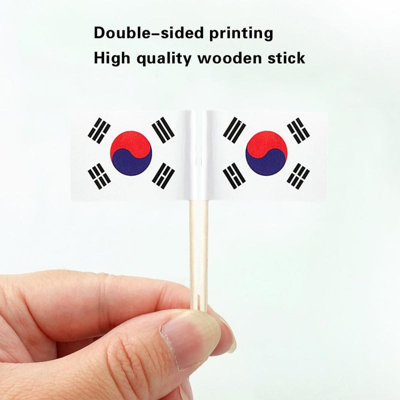 mflagperft South Korea Flag South Korean Flag, Small Mini South Korean Toothpick Flags for Food, Cupcakes, Cocktails, Appetizers, Bar Party Decorations - Image 3