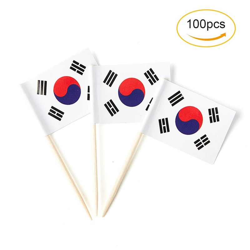 mflagperft South Korea Flag South Korean Flag, Small Mini South Korean Toothpick Flags for Food, Cupcakes, Cocktails, Appetizers, Bar Party Decorations - Image 4