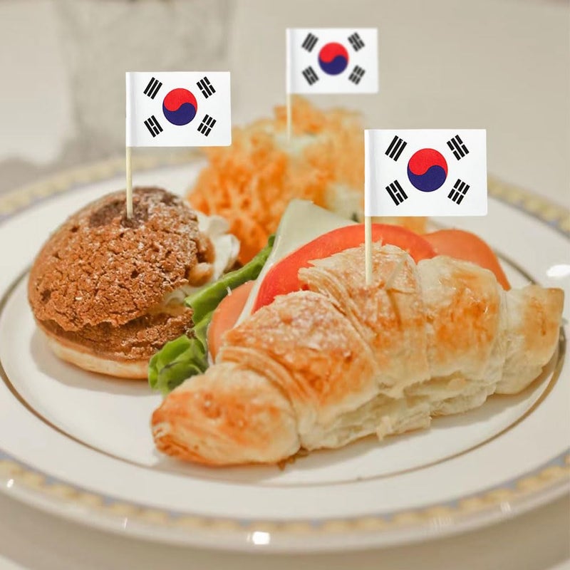 mflagperft South Korea Flag South Korean Flag, Small Mini South Korean Toothpick Flags for Food, Cupcakes, Cocktails, Appetizers, Bar Party Decorations - Image 5