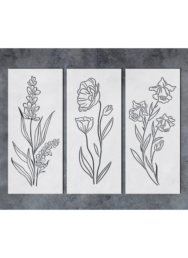 G GSS Designs Gss Designs Tall Wildflower Stencils For Painting Large Flower 7X16Inch Flowers Stencil Bouquet Painting Stencils For Wood Wall Canvas  - Image 1
