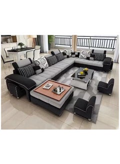 Comfynest U Shaped Corner Sofa Wood Frame High Density Cushions  - Image 1