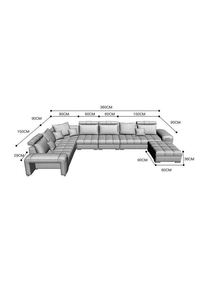 Comfynest U Shaped Corner Sofa Wood Frame High Density Cushions  - Image 3