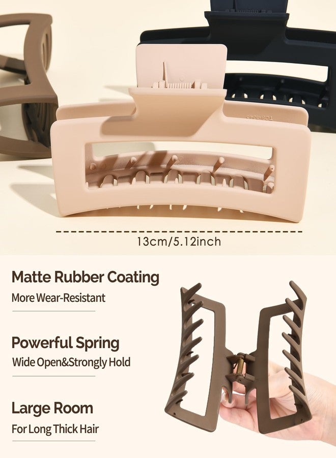 يانيبست مجموعة مشابك شعر ياني بيست، 3 قطع، للنساء، مشابك كبيرة بطول 5.1 بوصة، مناسبة للشعر الكثيف والمجعد، مشابك كبيرة غير لامعة، مشابك فك قوية التثبيت. - Image 3