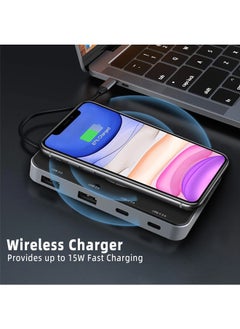Royee 8 in 1 Laptop USB C HUB Docking Station Magnetic Wireless Charger micro SD Card Reader  - Image 3