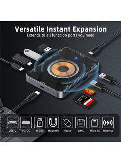 Royee 8 in 1 Laptop USB C HUB Docking Station Magnetic Wireless Charger micro SD Card Reader  - Image 4