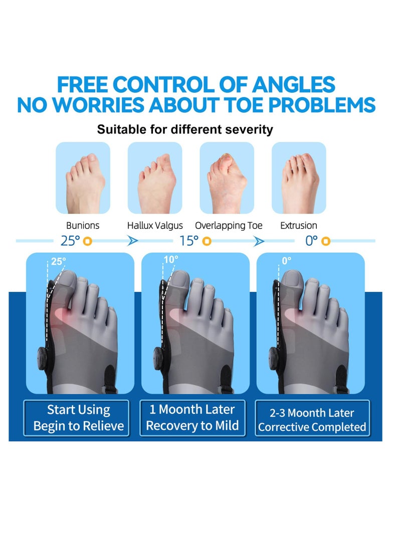 Excefore Bunion Corrector for Women Men, Adjustable Orthopedic Big Toe Straightener, Orthopedic Bunions Correction with Big Toe Separators, Bunion Splint Suitable for Bunion Relief, Day Night Support, Black - Image 2