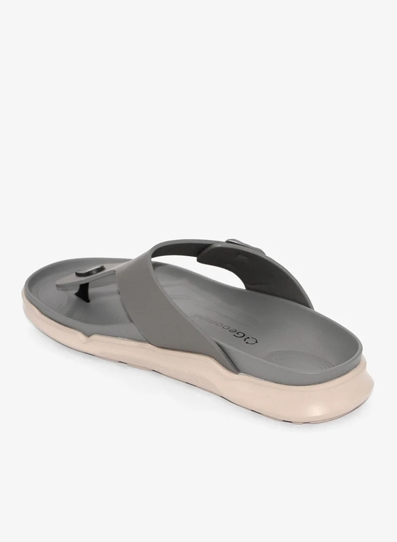 جيومني صندل عربي تقليدي للرجال - تصميم مريح من الجلد سهل الارتداء - مثالي للارتداء اليومي والمناسبات - رمادي غامق