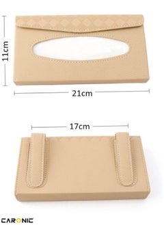 CARONIC Car Sun Visor Tissue Box PU Leather Napkin Paper Cover Case Brown  - Image 4