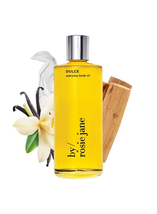 By Rosie Jane Everyday Body Oil (Dulce Fragrance) - Vanilla, Hinoki Wood & Nude Musk Scented Body Care with Sunflower, Olive & Rosehip Seed Oil to Hydrate and Nourish Dry Skin (5 fl oz) - Image 1