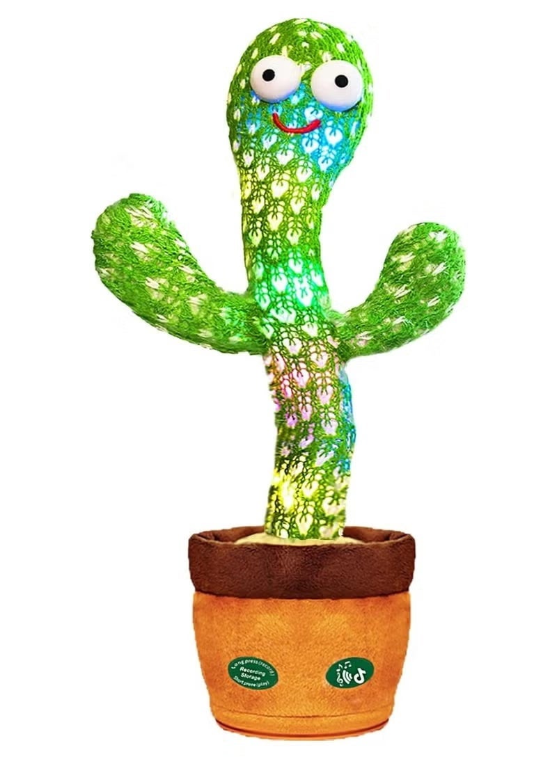 Sportify The Brand Interactive Dancing Cactus Plush Toy with LED Lights, Voice Repeat, Singing & Dancing, Educational Talking Toy for Kids, Soft Plush Battery Operated Gift for Boys & Girls - Image 1