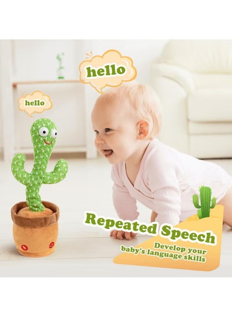 Sportify The Brand Interactive Dancing Cactus Plush Toy with LED Lights, Voice Repeat, Singing & Dancing, Educational Talking Toy for Kids, Soft Plush Battery Operated Gift for Boys & Girls - Image 4