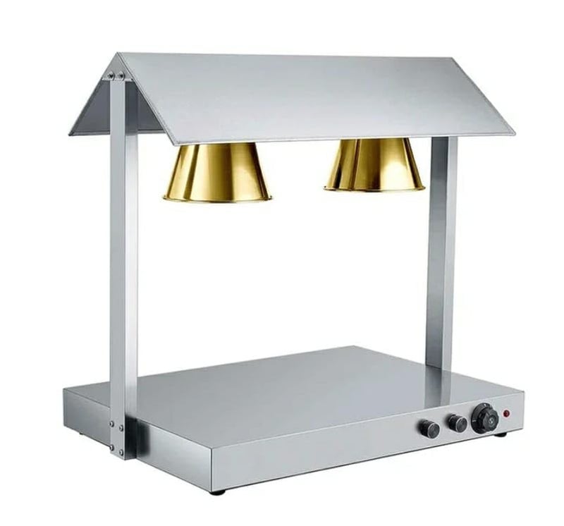 Shoppers Hub PNQ 615W Electric SS Double Headed Food Lamp Warmer with Top and Bottom Heating for Ideal Heavy Duty Use in Commercial Culinary Places Colour Gold  - Image 1