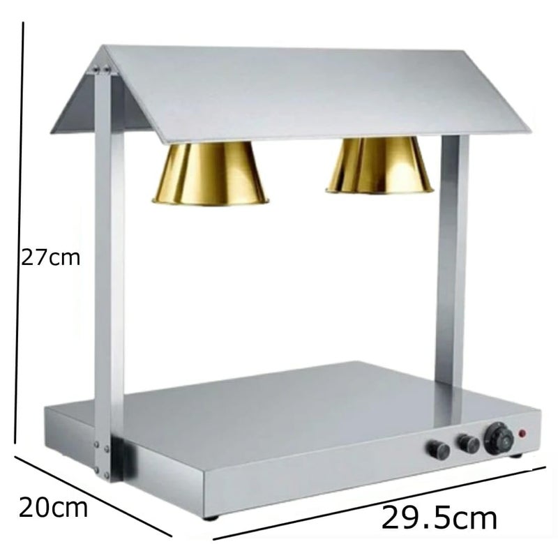 Shoppers Hub PNQ 615W Electric SS Double Headed Food Lamp Warmer with Top and Bottom Heating for Ideal Heavy Duty Use in Commercial Culinary Places Colour Gold  - Image 2