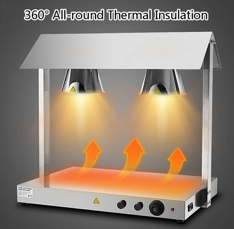 Shoppers Hub PNQ 615W Electric SS Double Headed Food Lamp Warmer with Top and Bottom Heating for Ideal Heavy Duty Use in Commercial Culinary Places Colour Gold  - Image 3