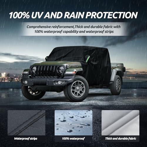 Migaven Car Cab Cover for Jeep Gladiator 2020-2025, Migaven Waterproof Cover with Driver Door Zipper Windproof Straps All Weather Snow Rain UV Protection - Image 4