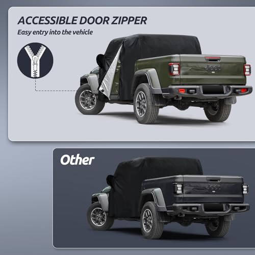 Migaven Car Cab Cover for Jeep Gladiator 2020-2025, Migaven Waterproof Cover with Driver Door Zipper Windproof Straps All Weather Snow Rain UV Protection - Image 2