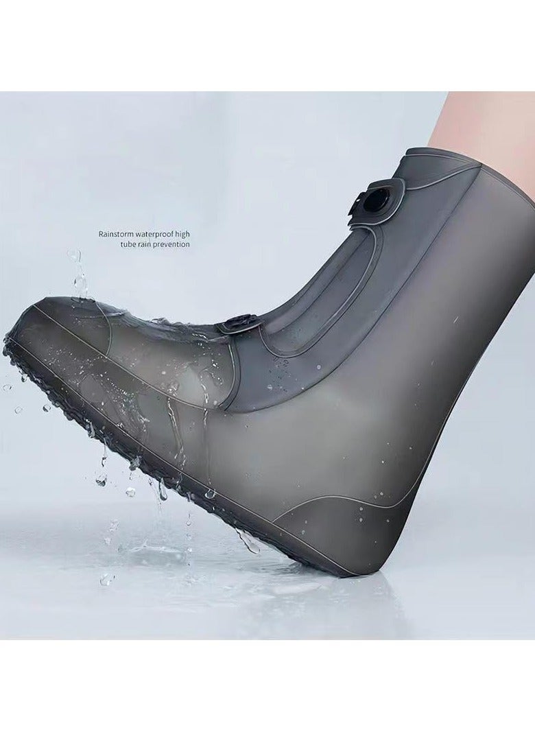 Rain shoe covers, waterproof shoe covers, rain cover, shoes, rain, snow, anti-mud, protect shoes, rain boots, foldable, compact, suitable for rainy season, work and school, shoe covers, waterproof, transparent, thick, wear-resistant, easy to care, easy to carry, unisex (brown) - Image 4