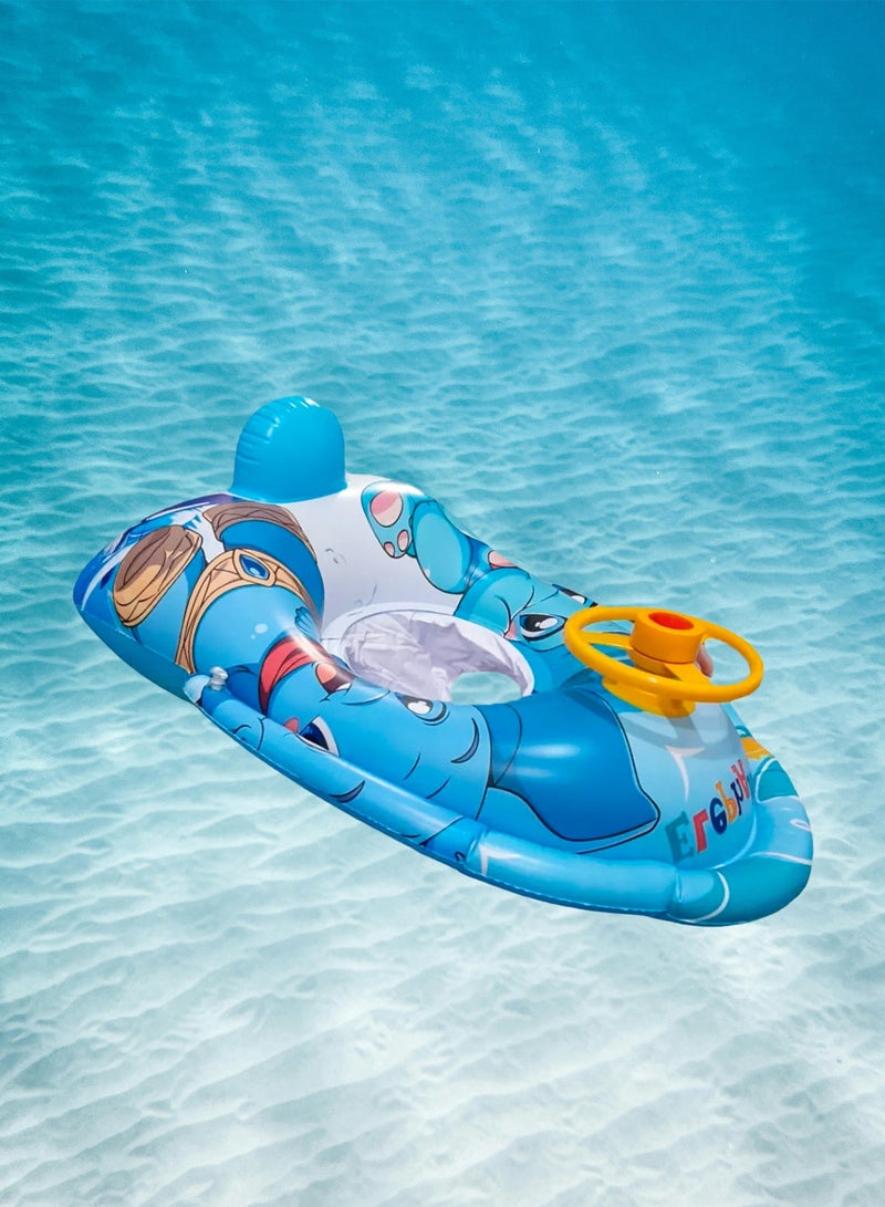 ال بي حلقة سباحة للأطفال قابلة للنفخ على شكل فيل لطيف، مقعد قارب عائم قابل للنفخ - Image 1