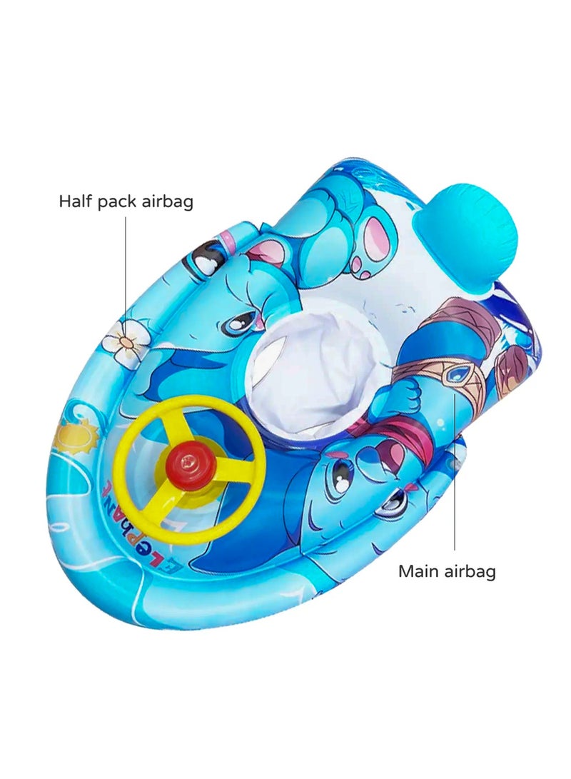 ال بي حلقة سباحة للأطفال قابلة للنفخ على شكل فيل لطيف، مقعد قارب عائم قابل للنفخ - Image 3