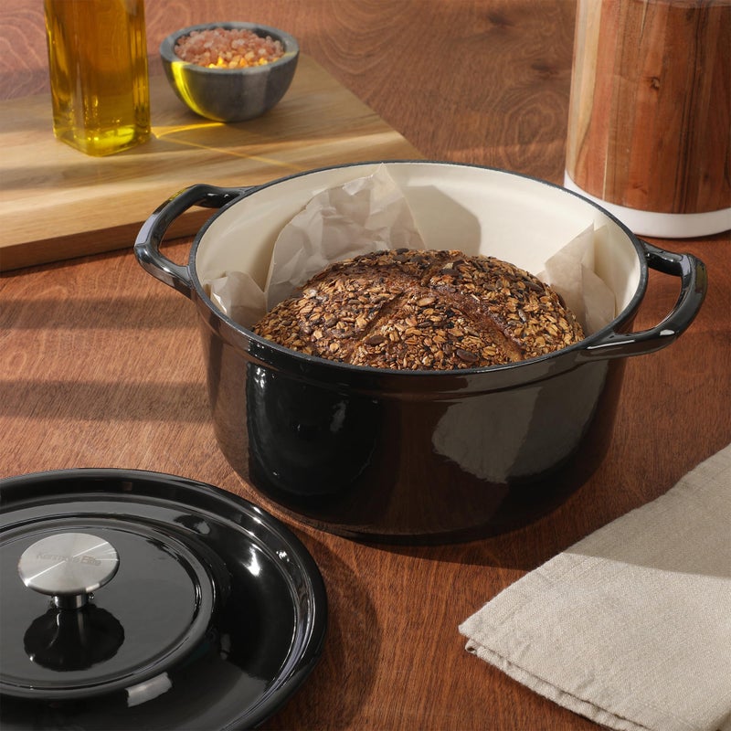 Kenmore Oak Park 5-Quart Cast Iron Dutch Oven Casserole With Lid With Metallic Enamel - Gunmetal Grey - Image 4