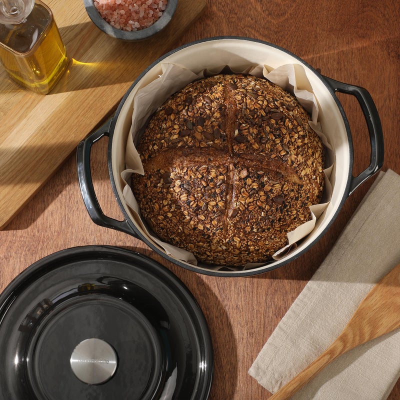 Kenmore Oak Park 5-Quart Cast Iron Dutch Oven Casserole With Lid With Metallic Enamel - Gunmetal Grey - Image 5
