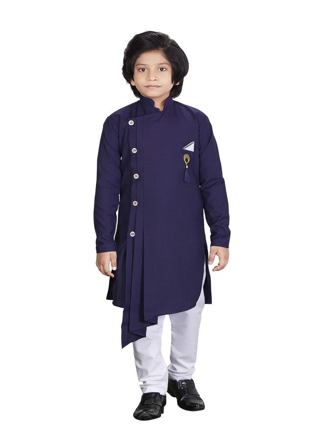 COMRATE Kids Festival Ethnic Wear Blue Boy's Kurta with Pyjama Set ||Kids Baby Boys Wedding Kurta Pajama Set||5-6 Years - Image 1