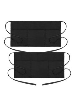 KASTWAVE Waitress Aprons 2 Pack Waist Half Apron with 3 Pockets Waterproof  - Image 1