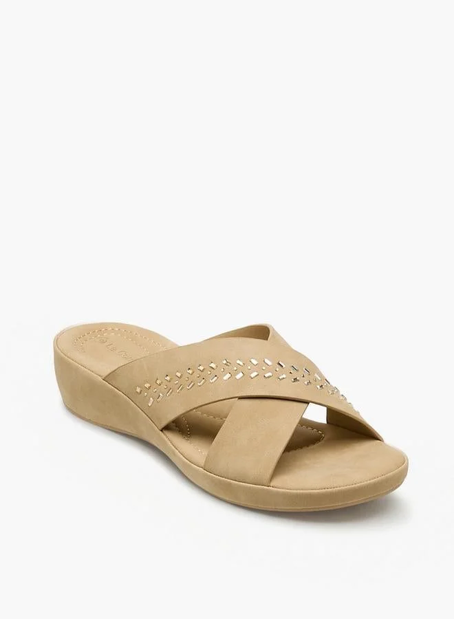 Le Confort BEIGE Women Embellished Cross Strap Sandals for Women | Best Price UAE