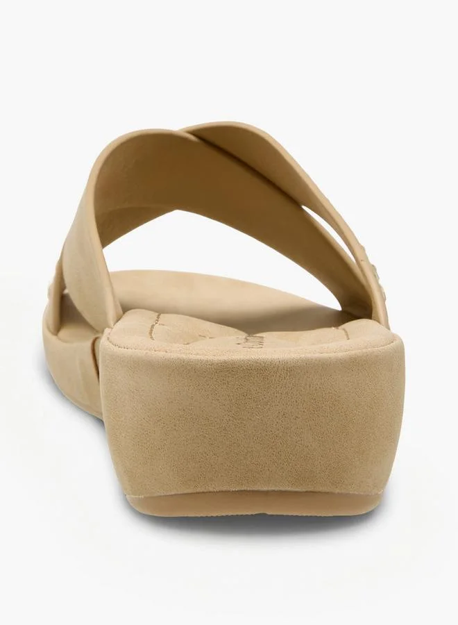 Le Confort BEIGE Women Embellished Cross Strap Sandals for Women | Best Price UAE