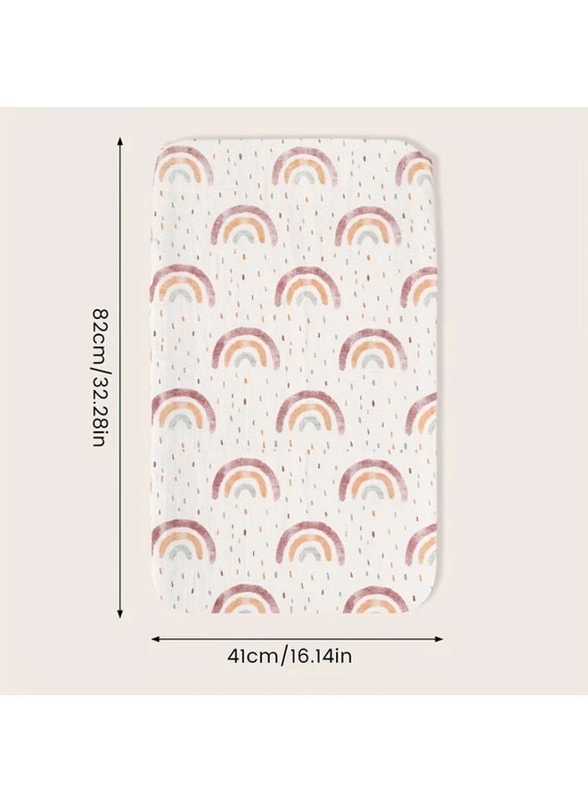 Rainbow Style Breathable Full Coverage Baby Crib Mattress Protector Machine Washable Polyester - Image 2