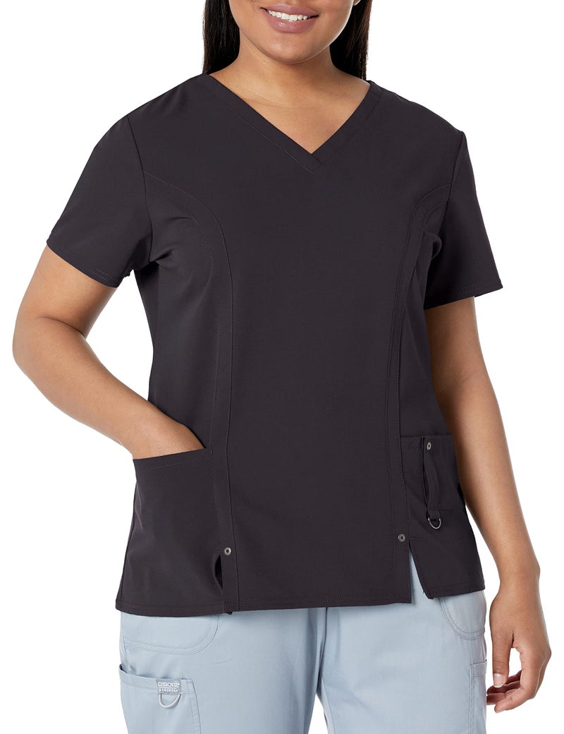 Dickies Women's V-Neck Top, Pewter, Small - Image 1